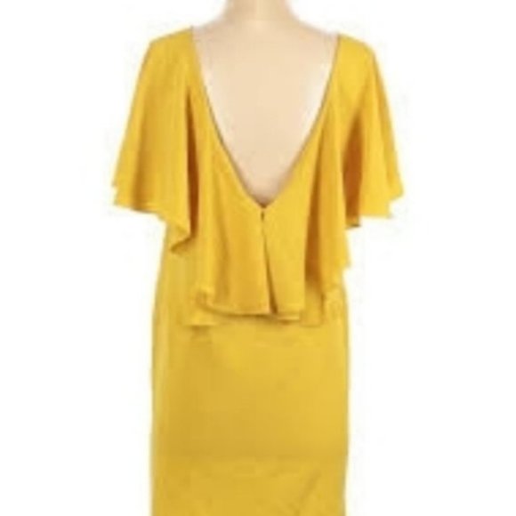 Zara Mustard Yellow Flowy Oversized Ruffled Dress - Picture 9 of 9